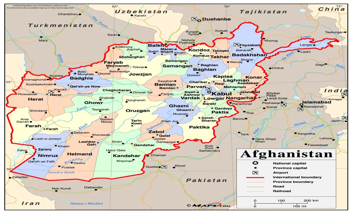 Afghanistan Political Wall Map | Maps.com.com