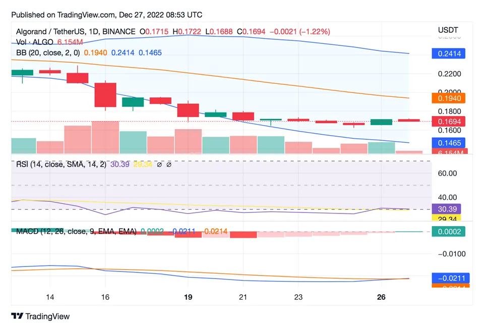 Algorand algo daily price chart week 2 january 2026