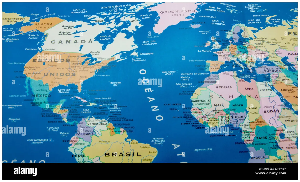 Landkarte von Amerika und Europa Stockfotografie - Alamy