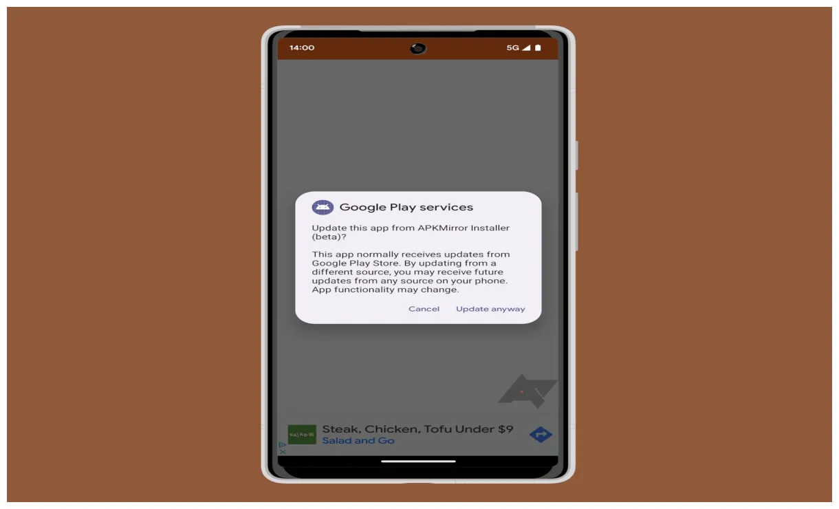 Android 14 bringt eine neue Warnung beim Querladen von Google-Apps