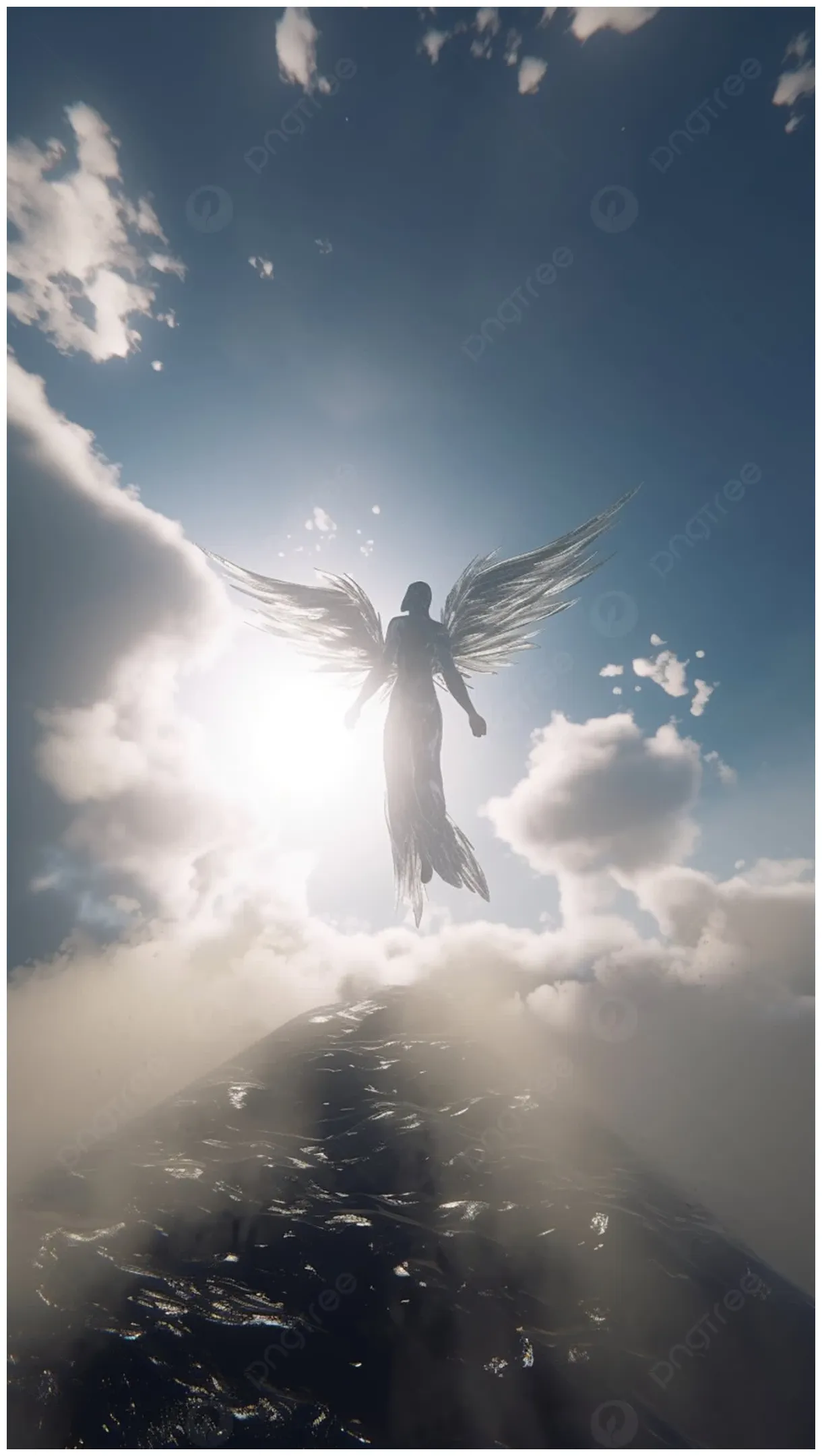 ángel Volando Cielo Camino Del Cielo Fondo De Ensueño de Pantalla