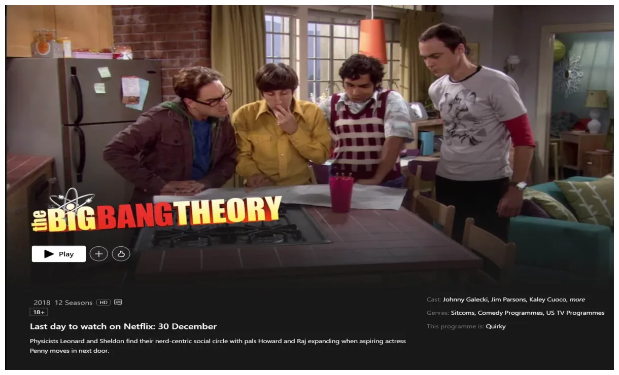 'the big bang theory' leaving netflix in select regions throughout 2025