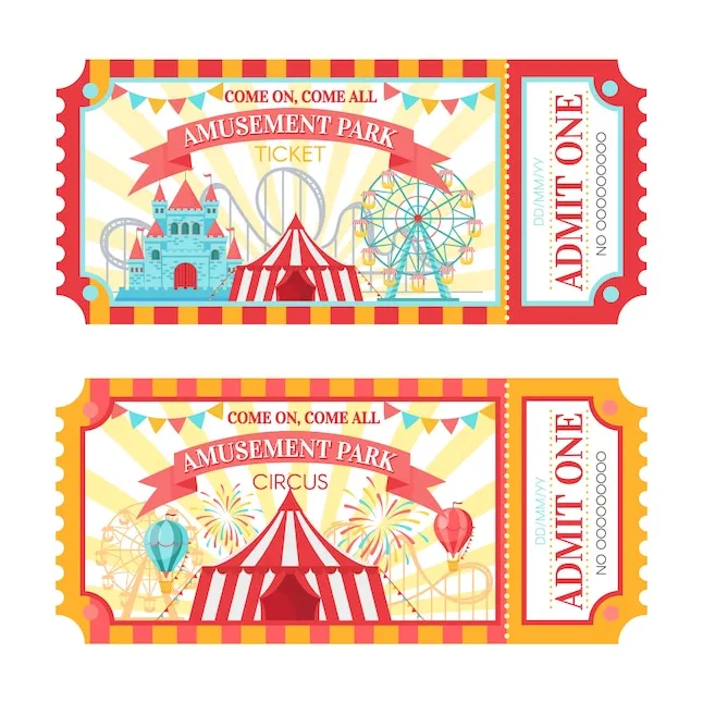 Billet pour le parc d'attractions. billets d'entrée aux attractions du