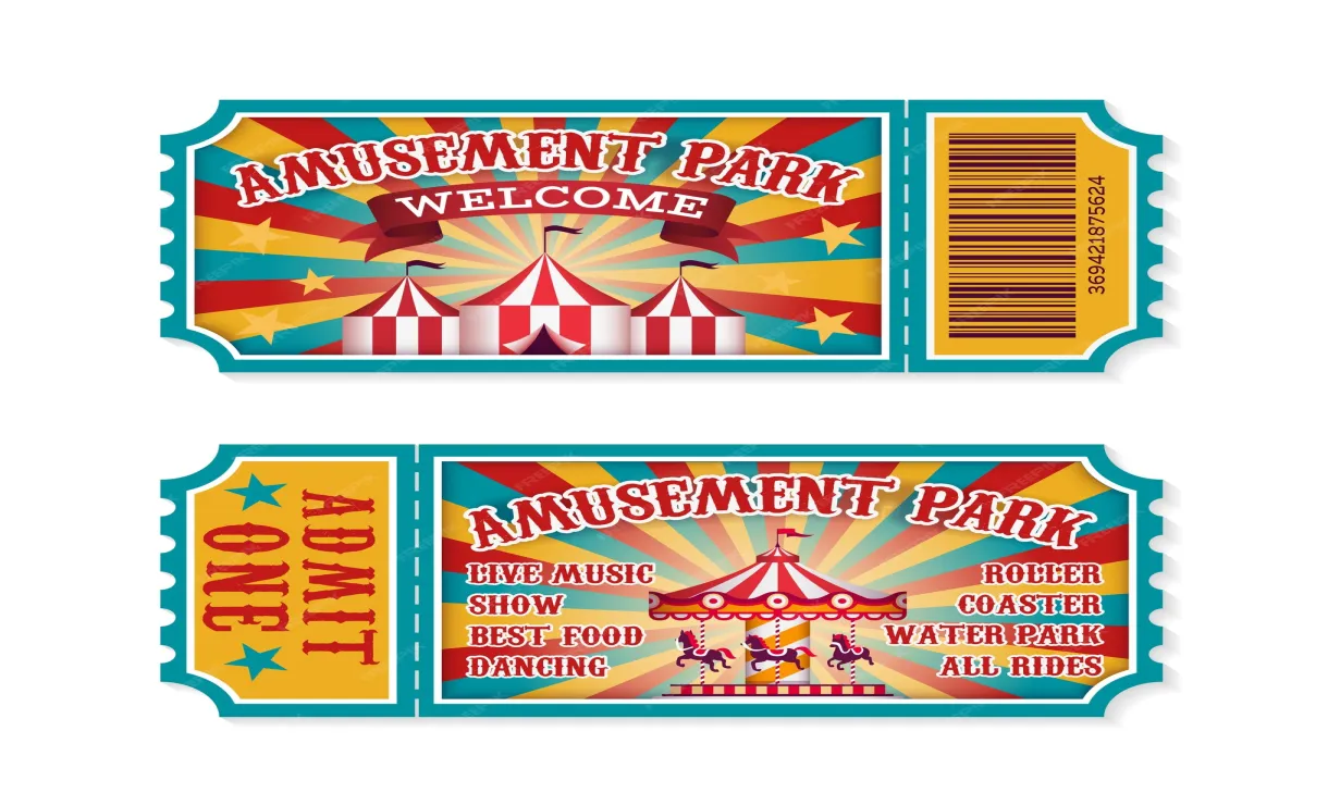 Billet pour le parc d'attractions. billets d'entrée aux attractions du