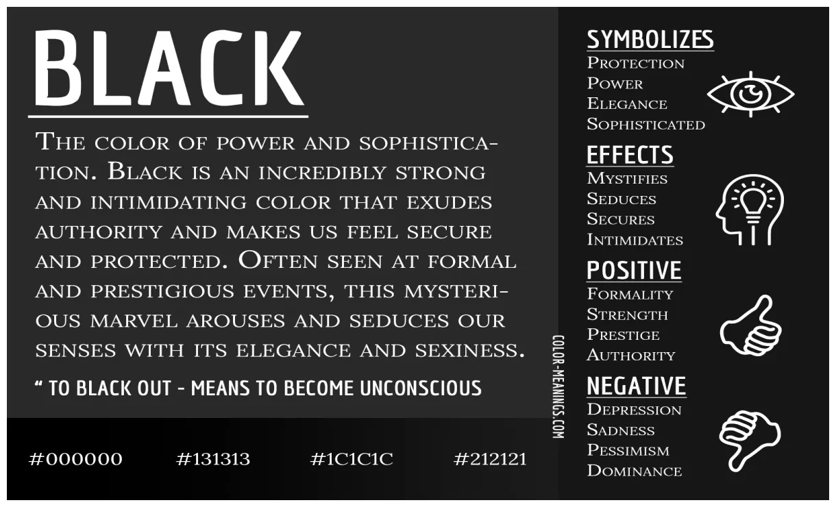Black Color Meaning: Symbolism of Power, Sophistication, Elegance, and