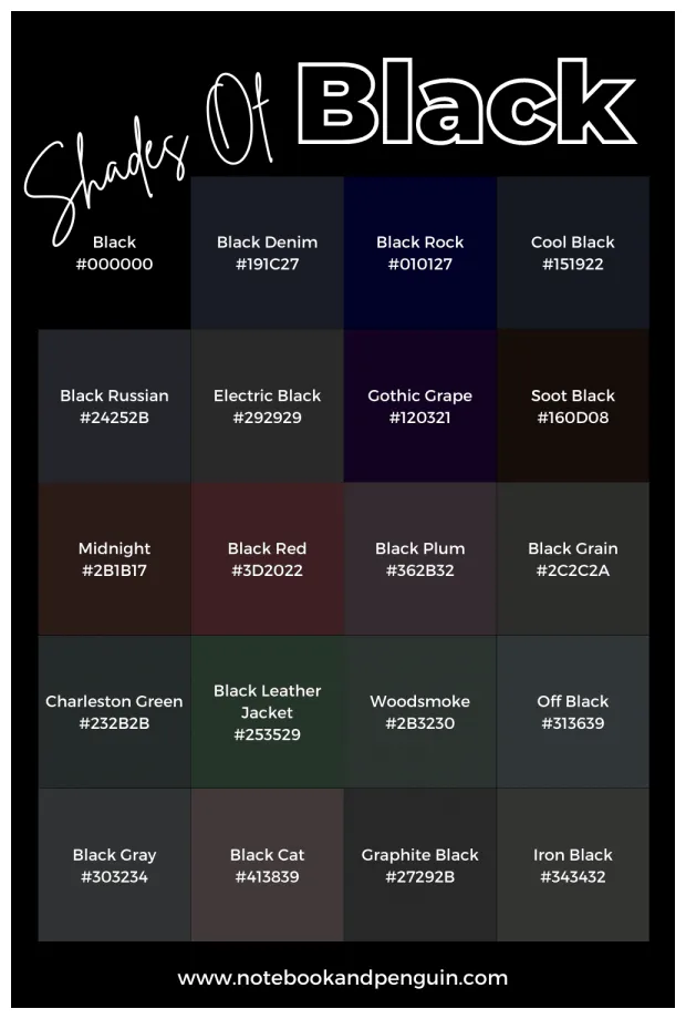 95+ Black Hex Codes (Incl. Swatches And Black RGB Codes)