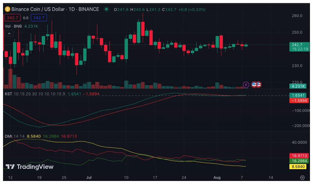 Bnb bnb daily price chart week 2 january 2026