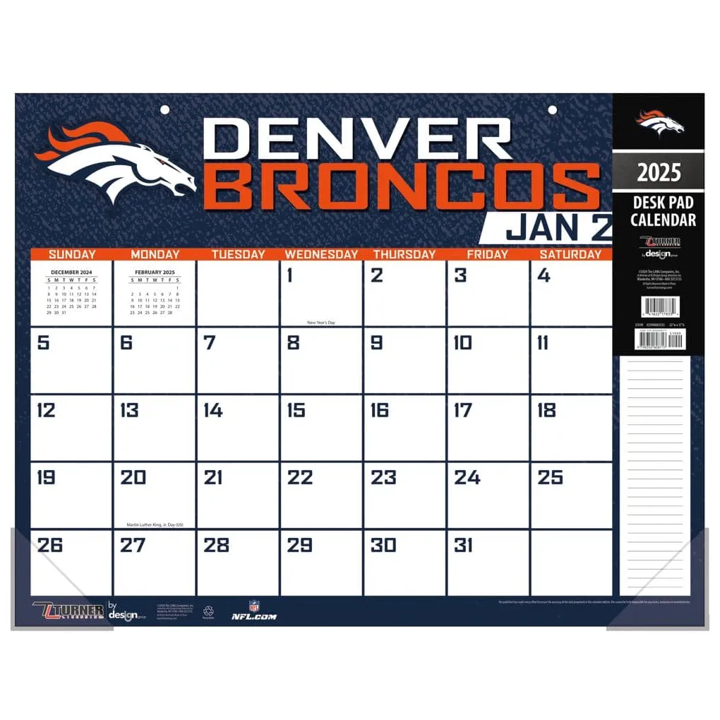 NFL Denver Broncos 2025 Desk Pad - Calendars.com