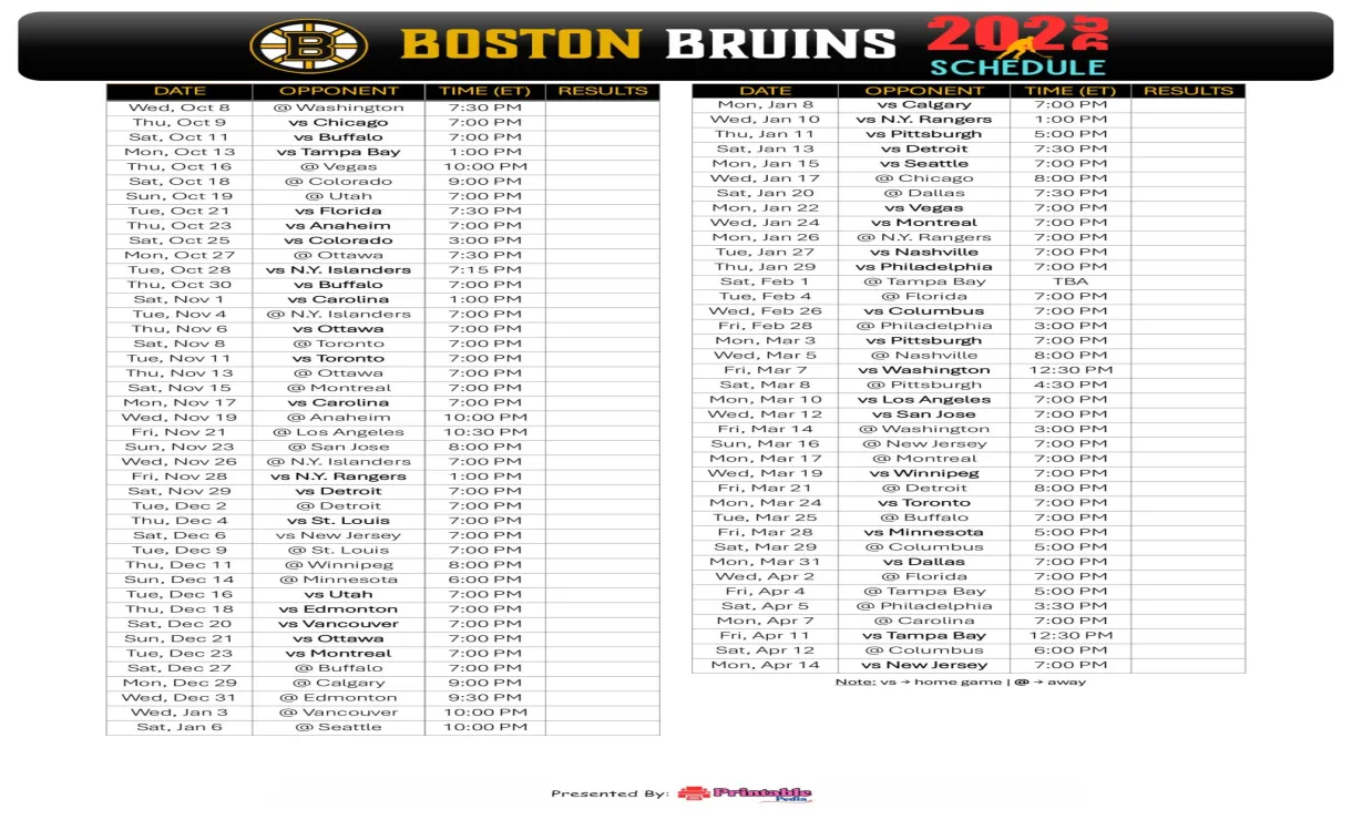 Boston 2025-2026 free printable pdf