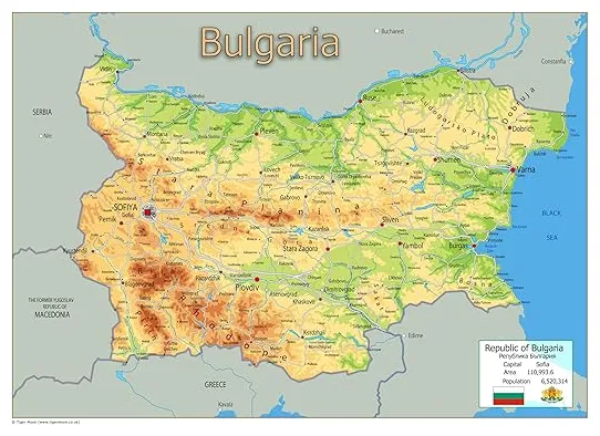 Physical map of bulgaria the oxford collection size a1 paper
