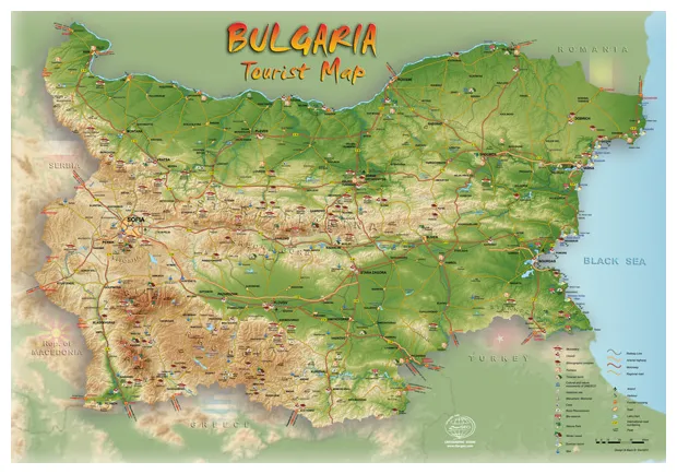 БЪЛГАРИЯ туристическа карта davgeo