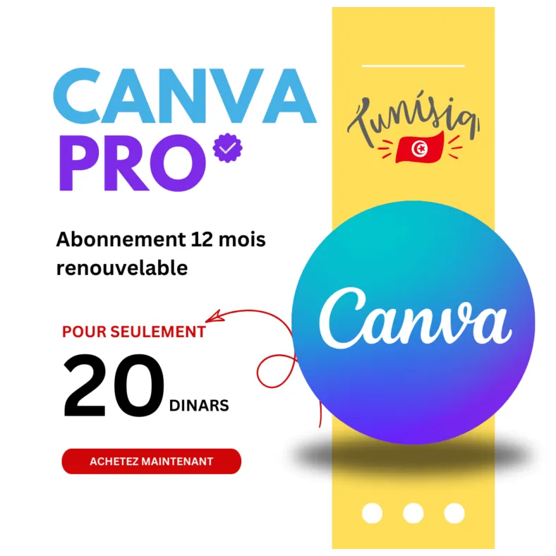 Canva pro tunisie 12 mois à 20 dt en promo