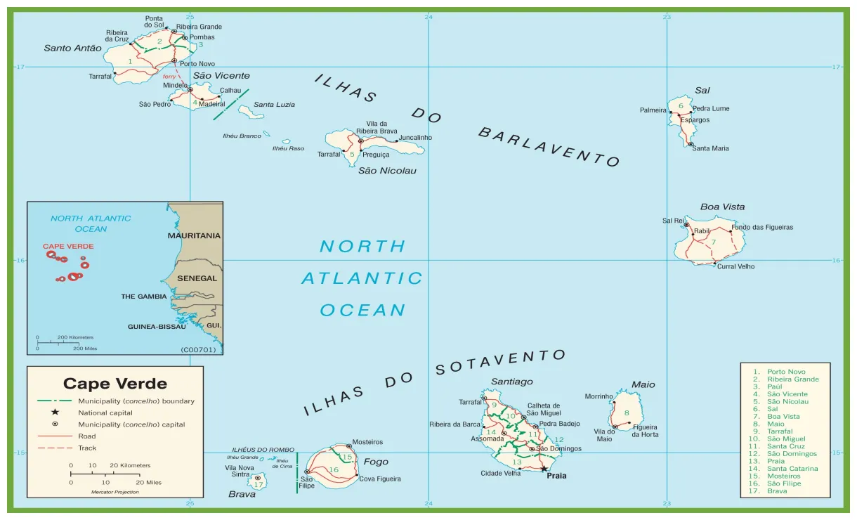 Cape Verde Maps | Printable Maps of Cape Verde for Download