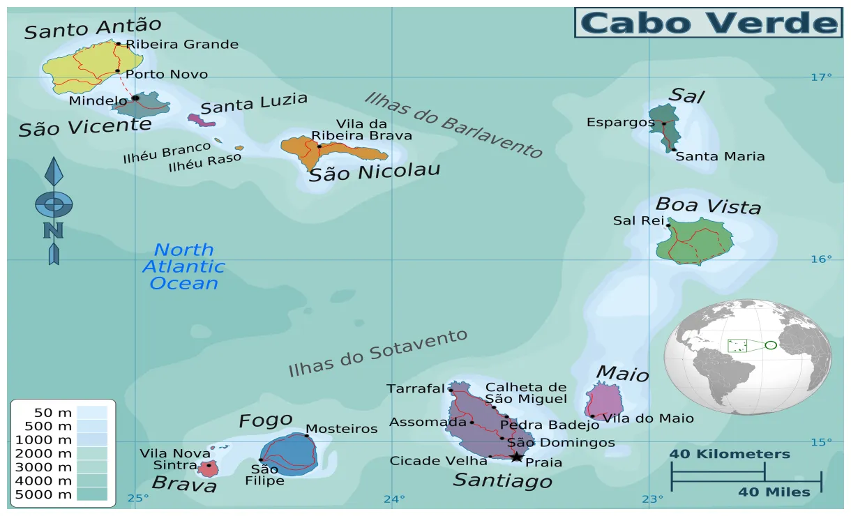 Full political map of Cape Verde. Cape Verde full political map