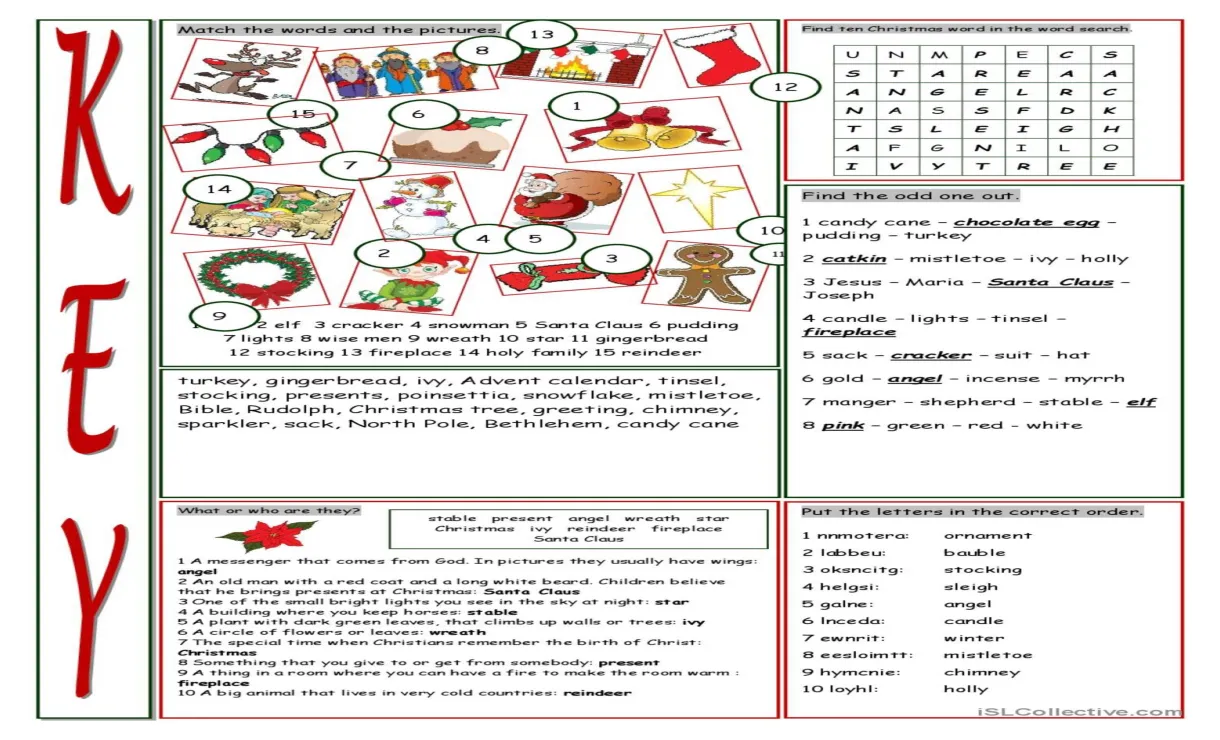 Christmas time vocabulary exercises… english esl worksheets pdf & doc