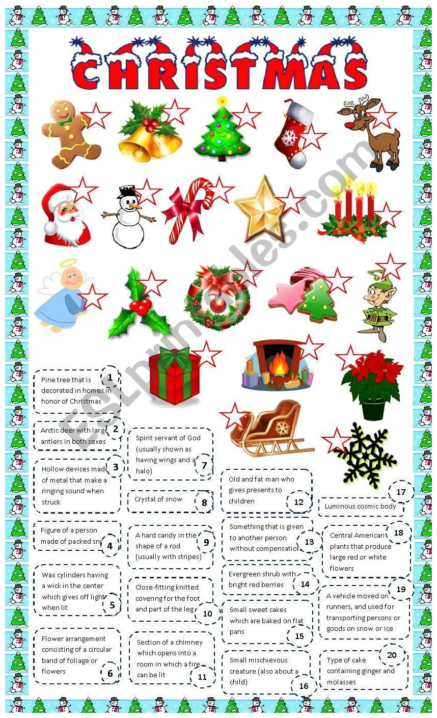Christmas esl worksheet by lupiscasu