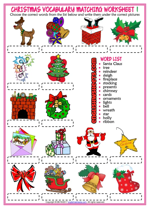 Christmas esl worksheets