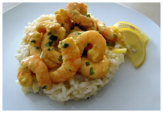 Recette risotto aux poireaux et coteaux du layon et ses crevettes curry