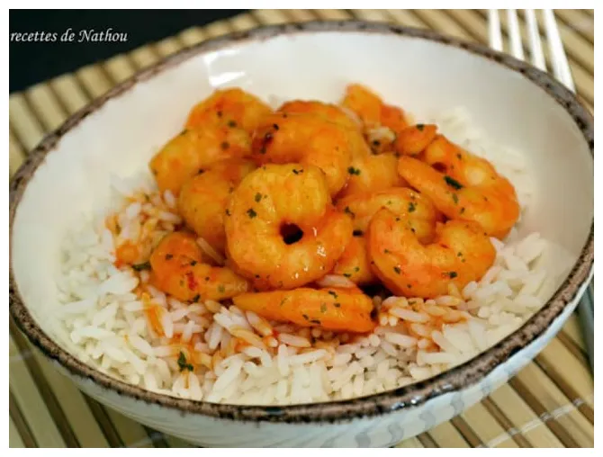 Scampis thaï-citronnelle au wok recette par ma cuisine au fil de mes