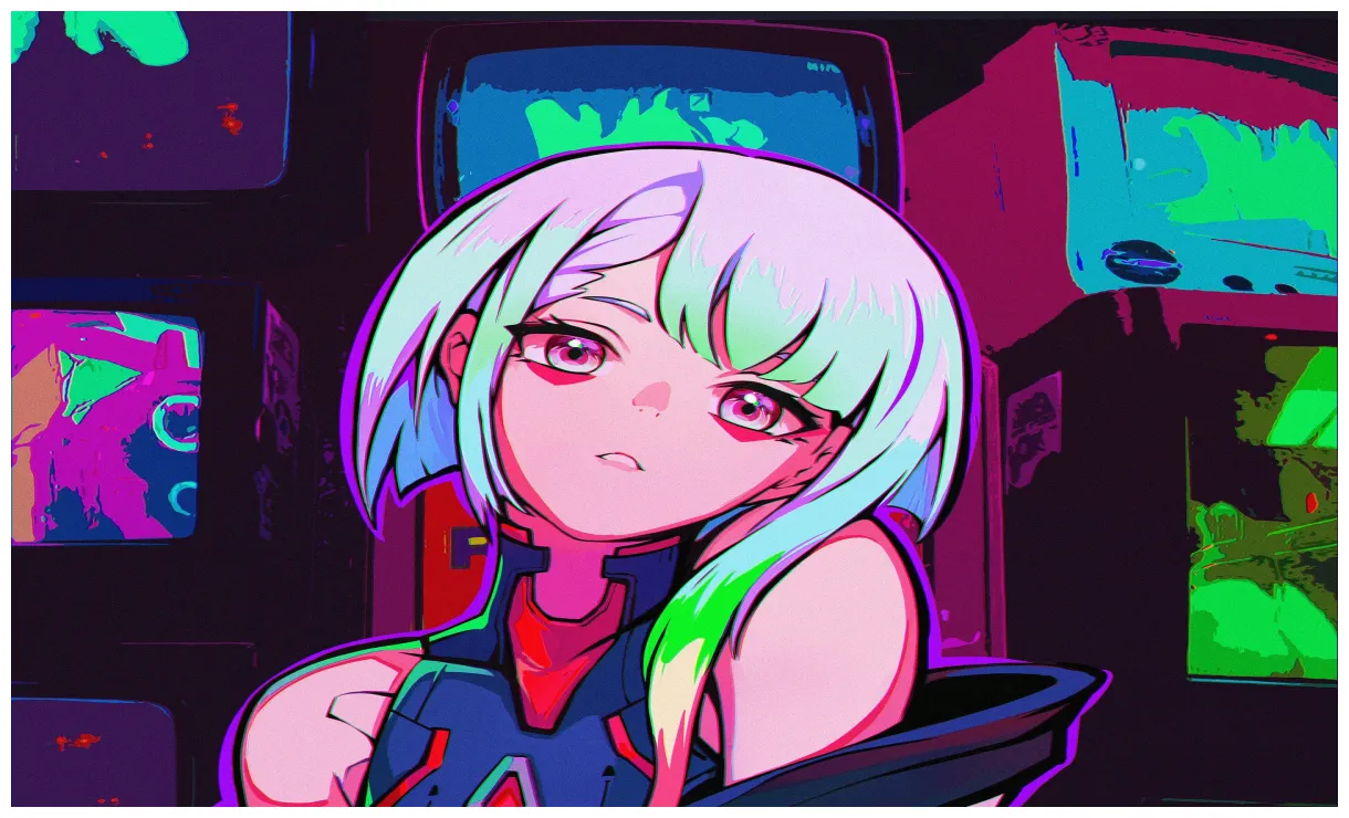 Lucy in neon glow cyberpunk edgerunners anime by en jia