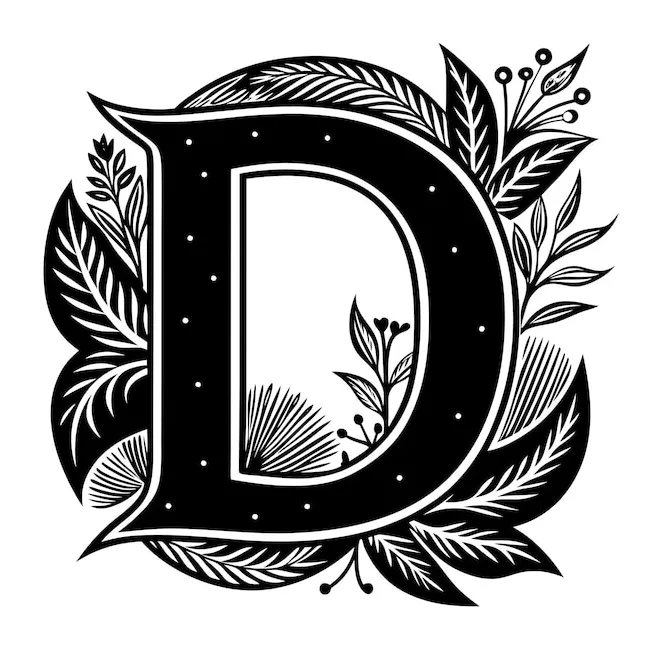 Ornamental Letter D with Decorative Background in Stylish Design