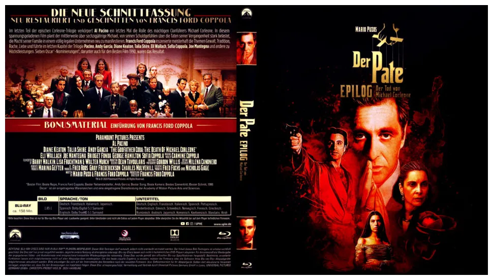 Der pate der tod von michael corleone 1990 de blu-ray covers