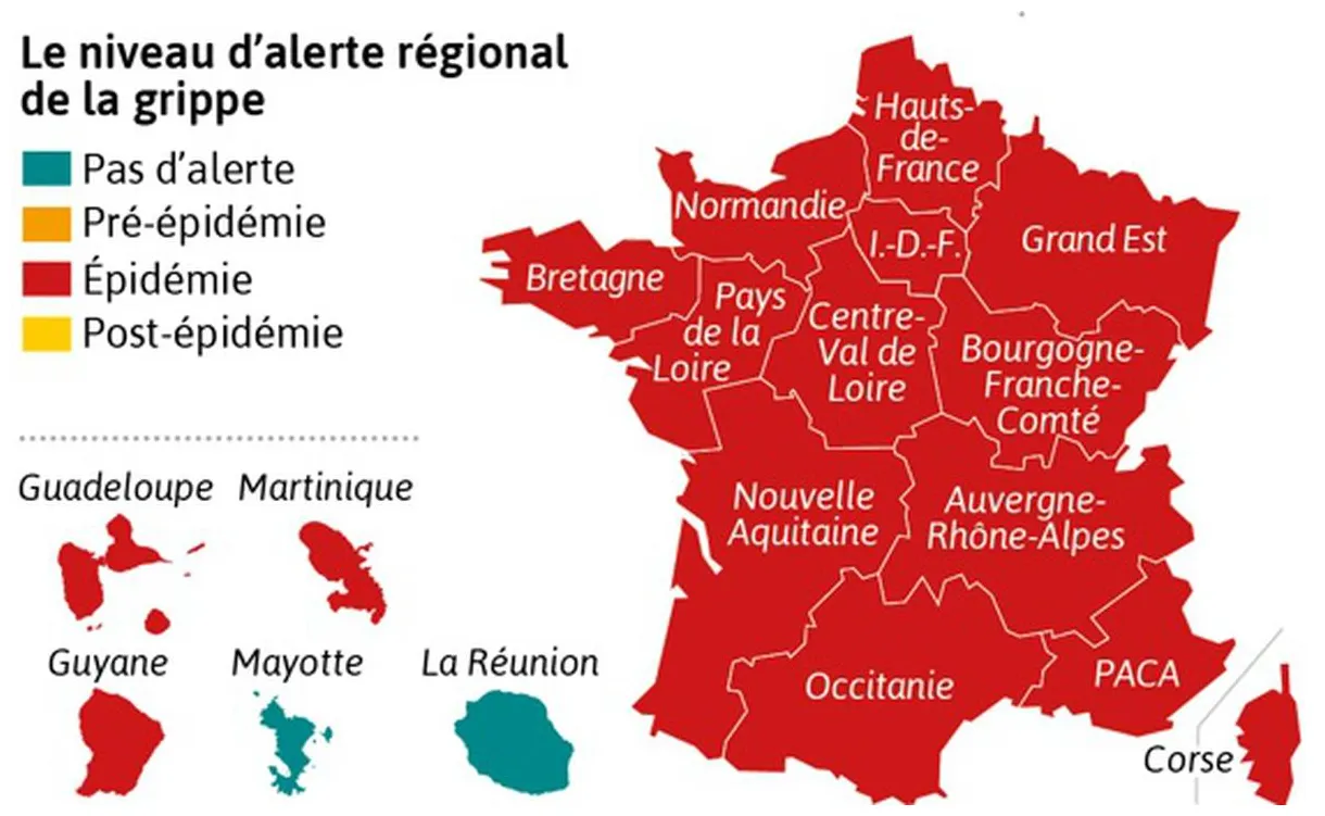 Infographie. Grippe : l’épidémie est toujours bien présente, mais