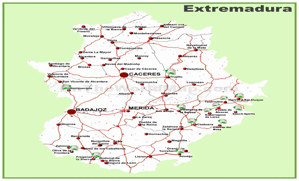 Extremadura carreteras mapa