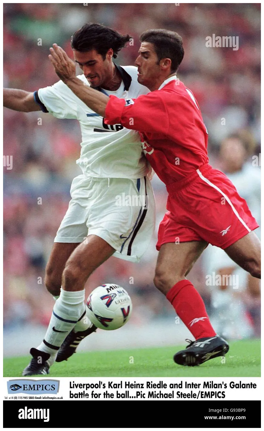 Liverpools karl heinz riedle inter milans fabio galante battle ball hi