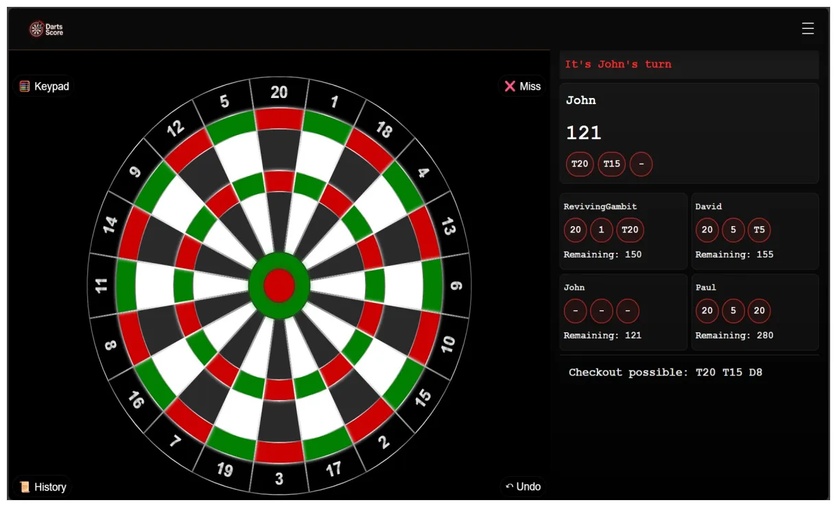Darts Score - Online Multiplayer Darts Scoring
