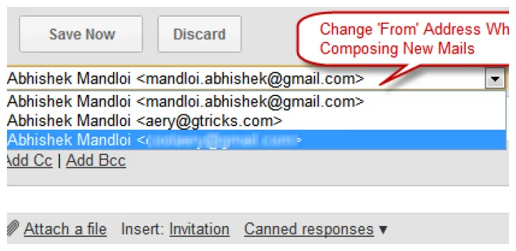 Change 'from' address in gmail