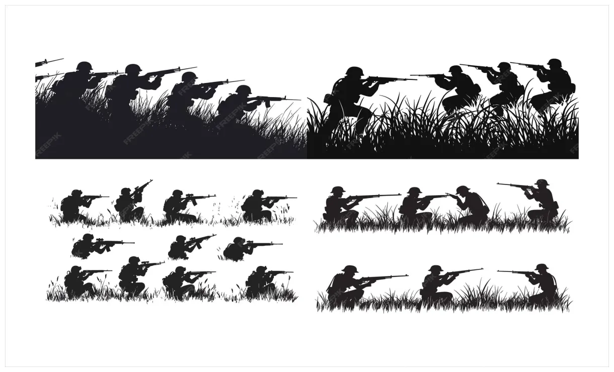 Silueta del ejército Silueta negra Arte militar Arte del ejército