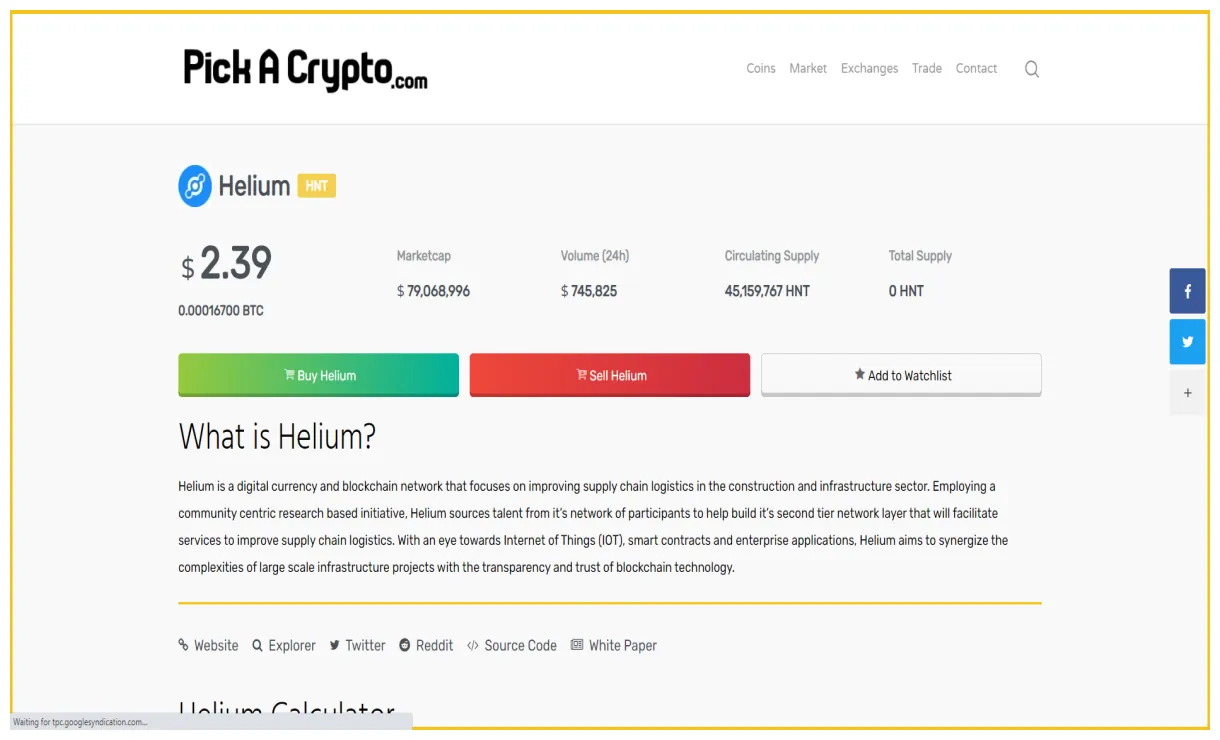 Helium hnt daily price chart week 1 january 2026
