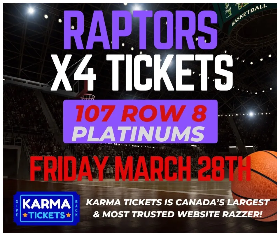 4 tickets raptors vs hornets razilia