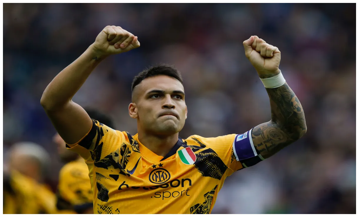 Inter captain lautaro martinez celebrates 1-0 serie a win vs venezia