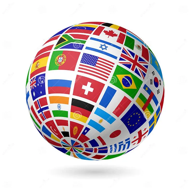 Flags globe stock vector. illustration of international 26394831