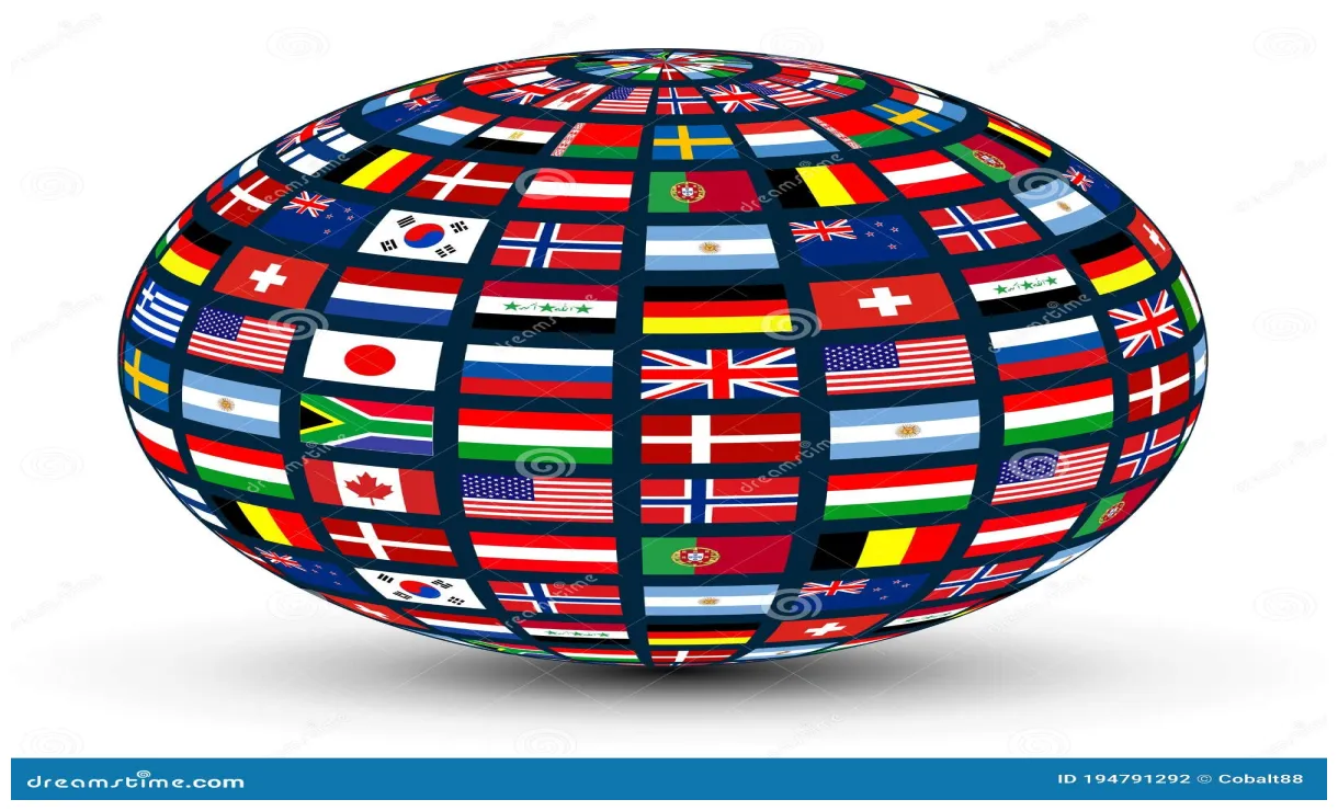 Globe with flags of the world stock vector illustration of north