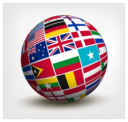 Ilustración de banderas del mundo en el globe y más vectores libres de