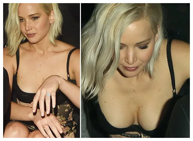 ’s plunging dress — flaunts massive cleavage & diamond