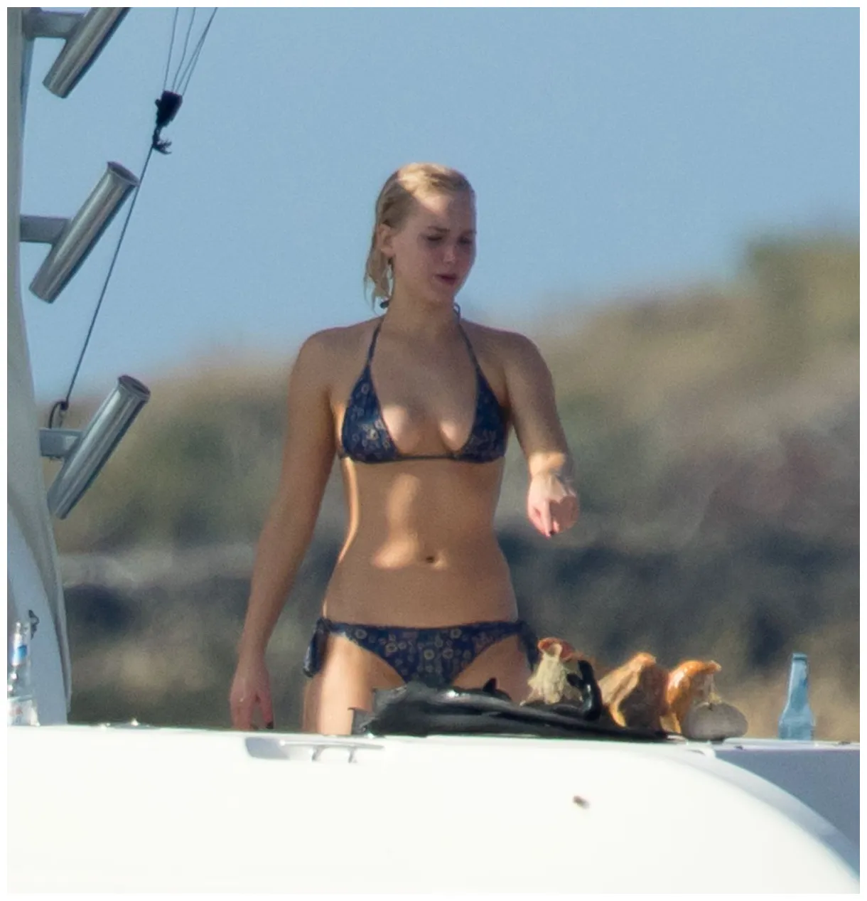 In bikini on the boat in caribbean 03/04/2016