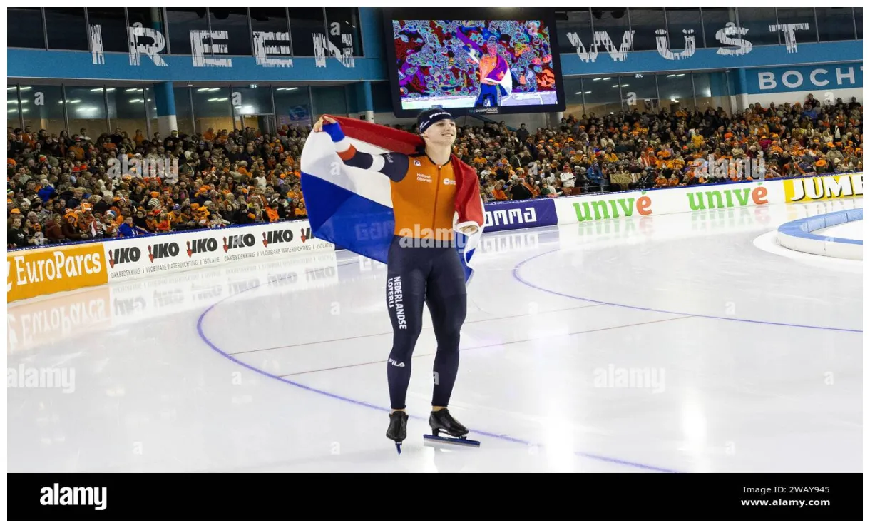 Heerenveen ned cheers after winning the 500 meters