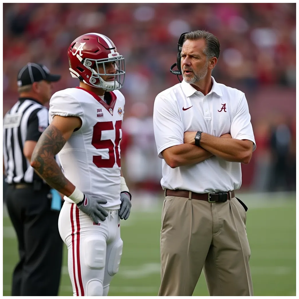 And nick saban clash on football field stable diffusion