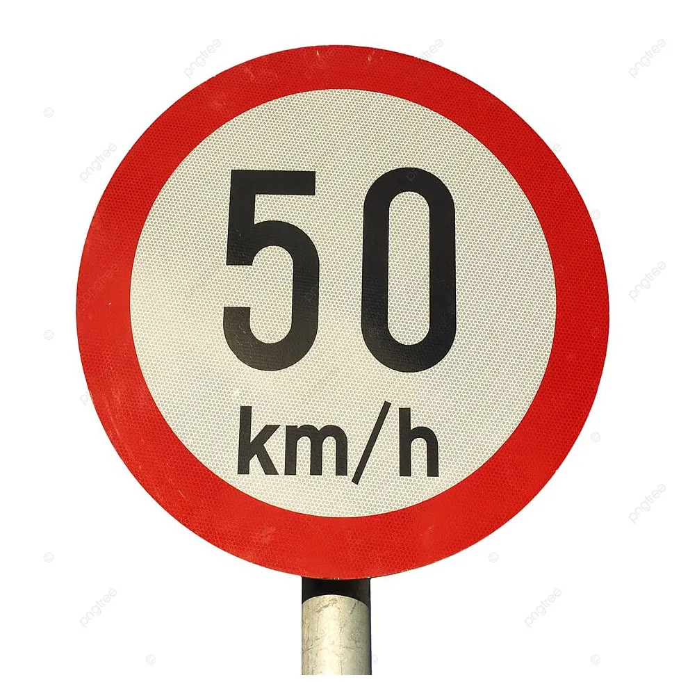 Speed limit sign road kilometers and picture for