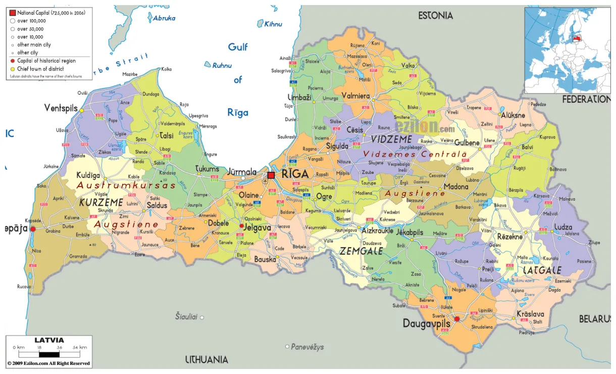 Large political and administrative map of with roads, cities and