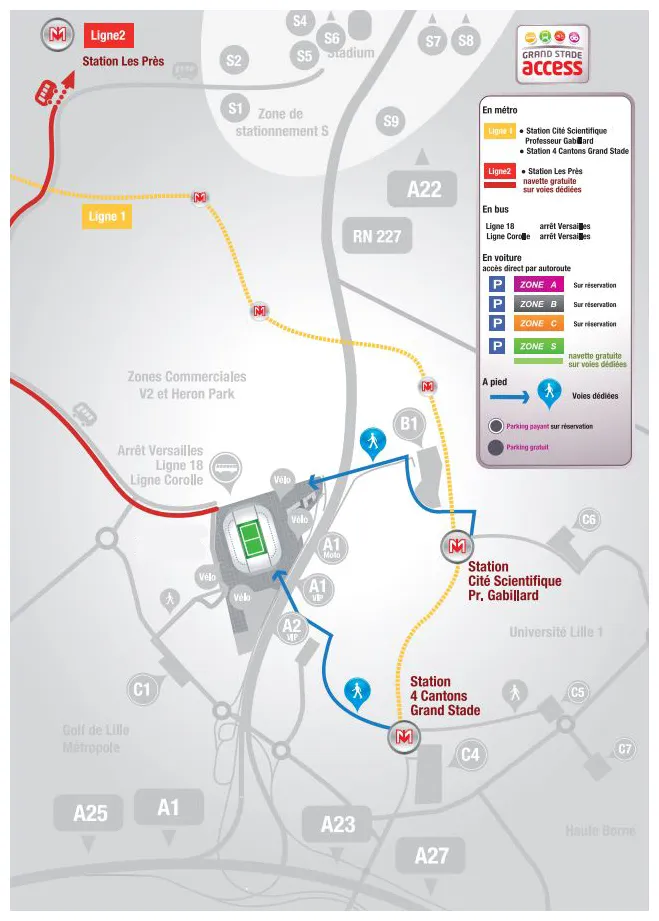 Accès au Stade Pierre Mauroy