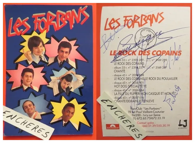 LES FORBANS CARTE avec signature autographes des membres du groupe EUR