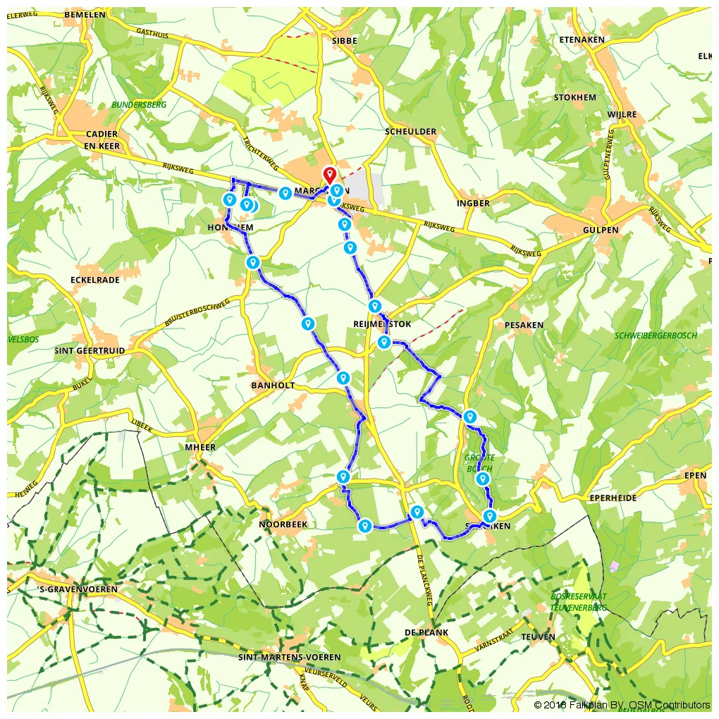 Route slenaken eijsden- hiking route route.nl