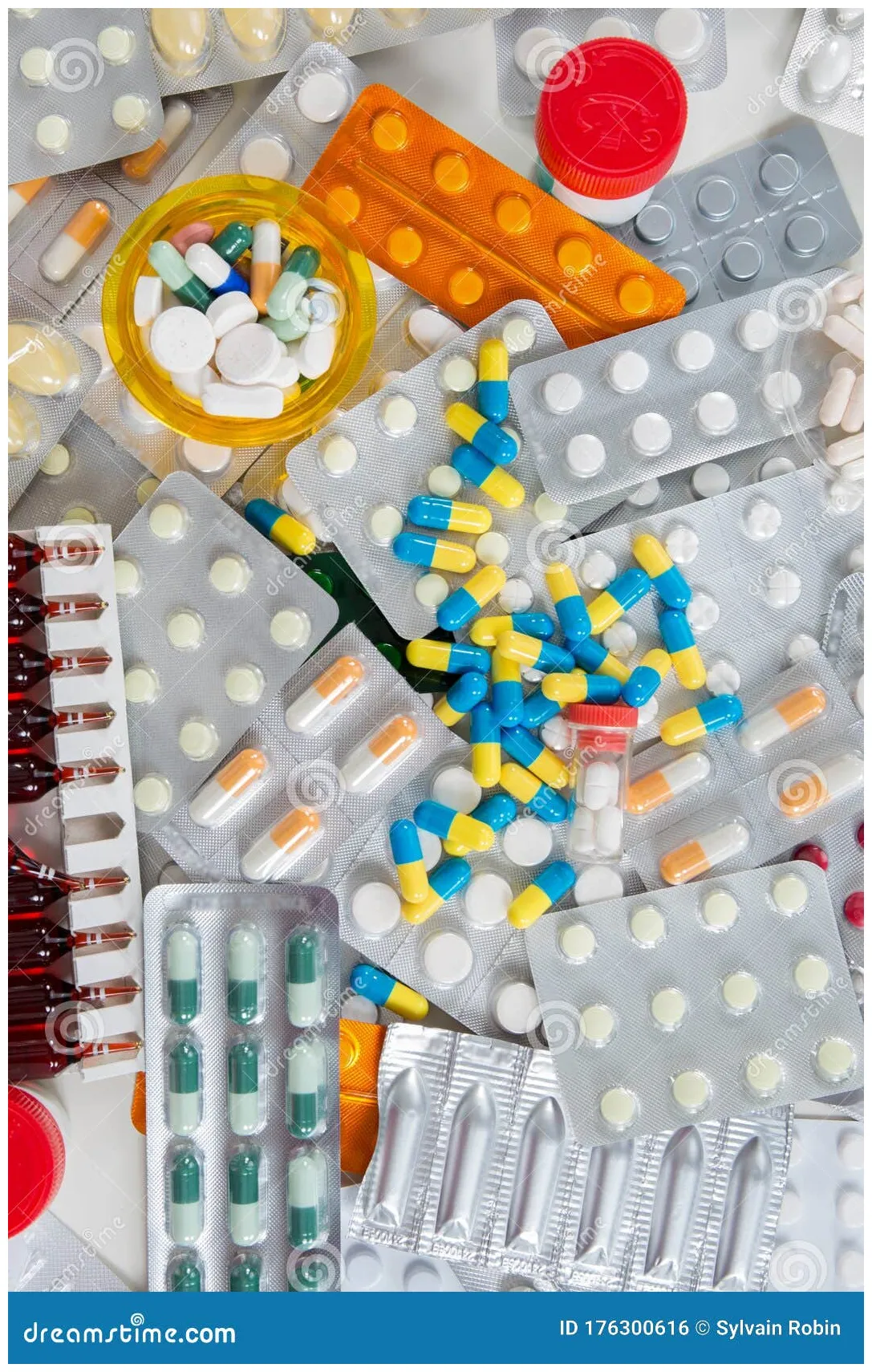 Color Background Made of Colorful Tablets Coronavirus COVID-19 Capsules