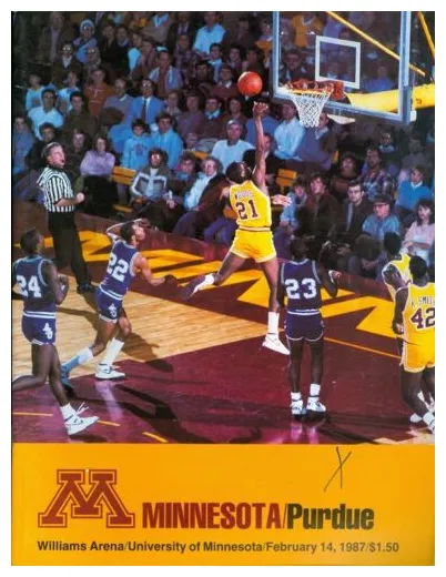 1987 Minnesota vs Purdue Mens Basketball Program Terence Woods : Free