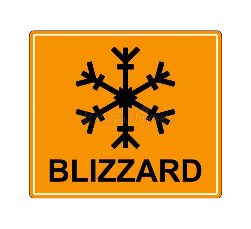 Winter warning sign shows danger of ice and snow at street, highway or